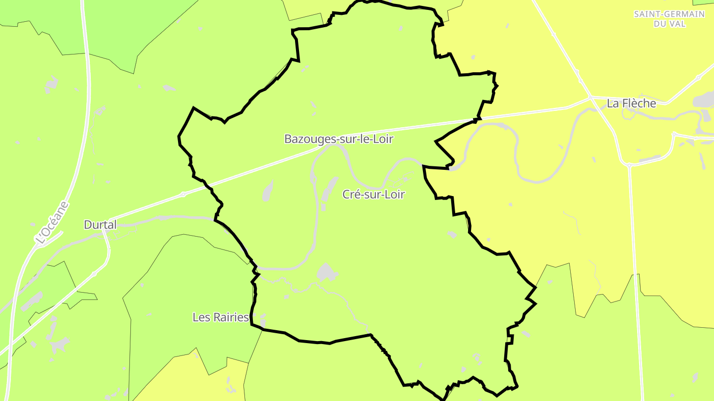 Carte des prix de l'immobilier Bazouges Cré sur Loir