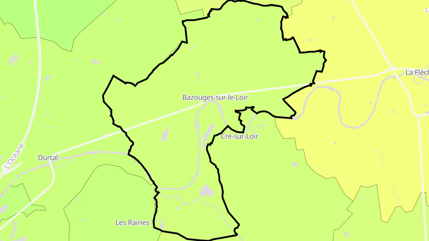 Carte des prix de l'immobilier Bazouges-sur-le-Loir