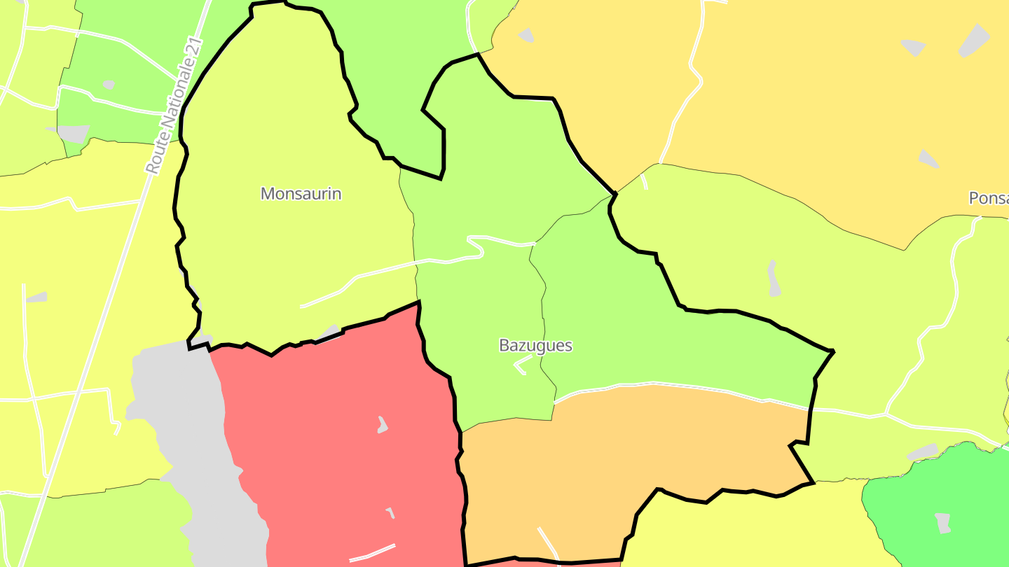Carte des prix de l'immobilier Bazugues