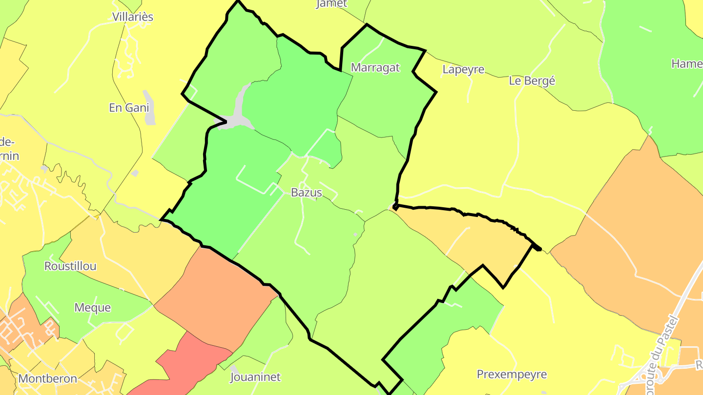 Carte des prix de l'immobilier Bazus