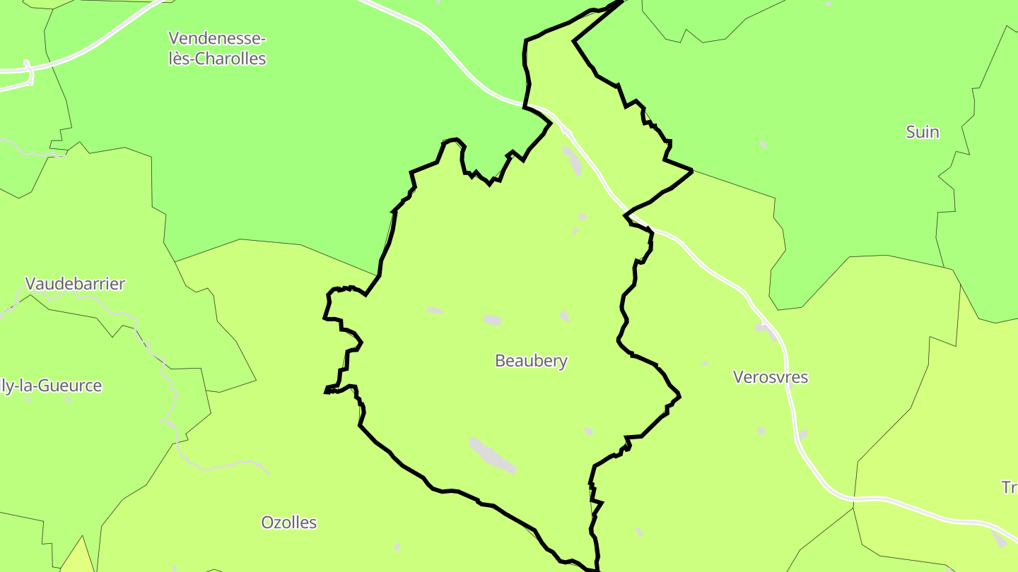 Carte des prix de l'immobilier Beaubery