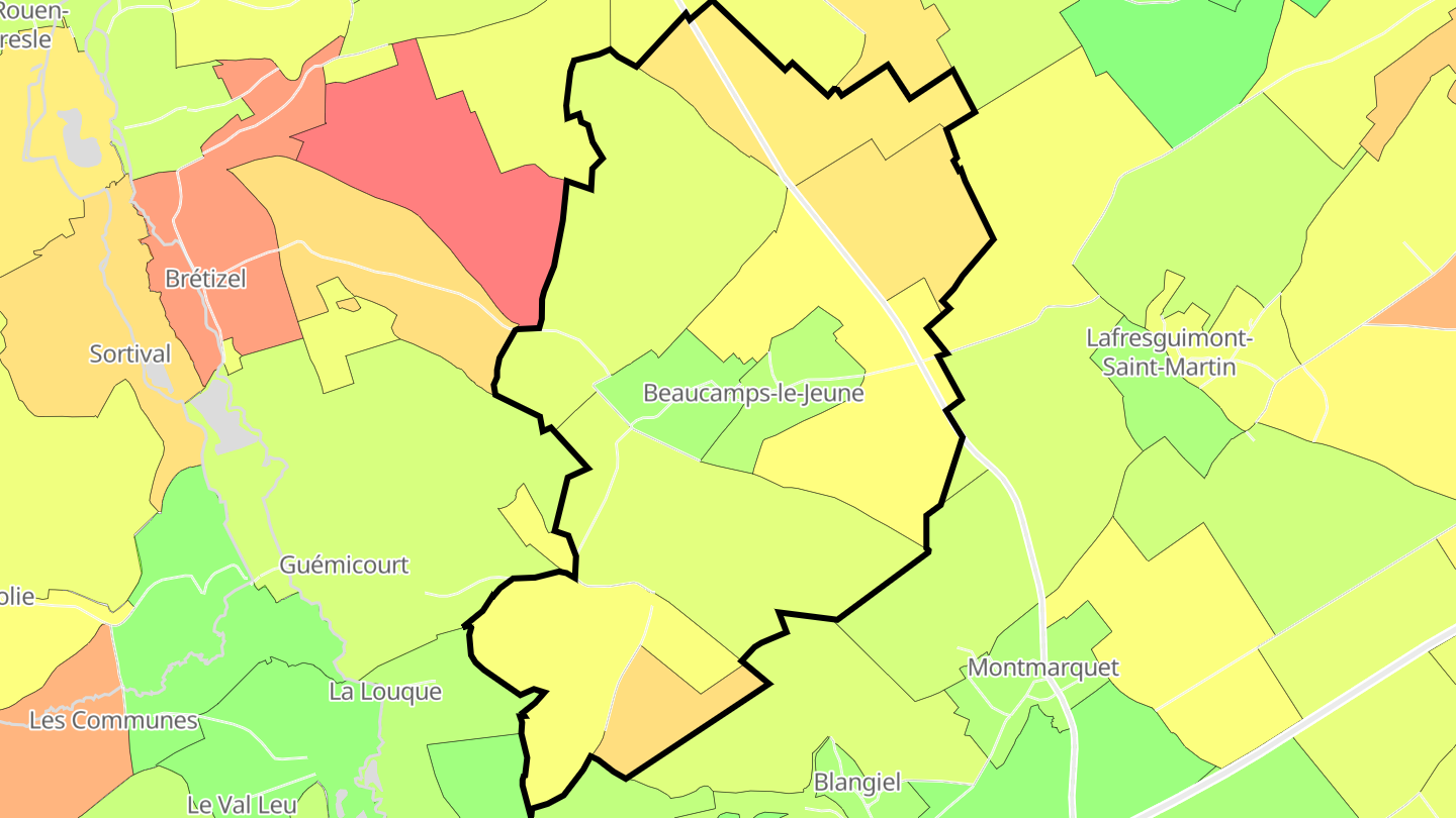 Carte des prix de l'immobilier Beaucamps-le-Jeune