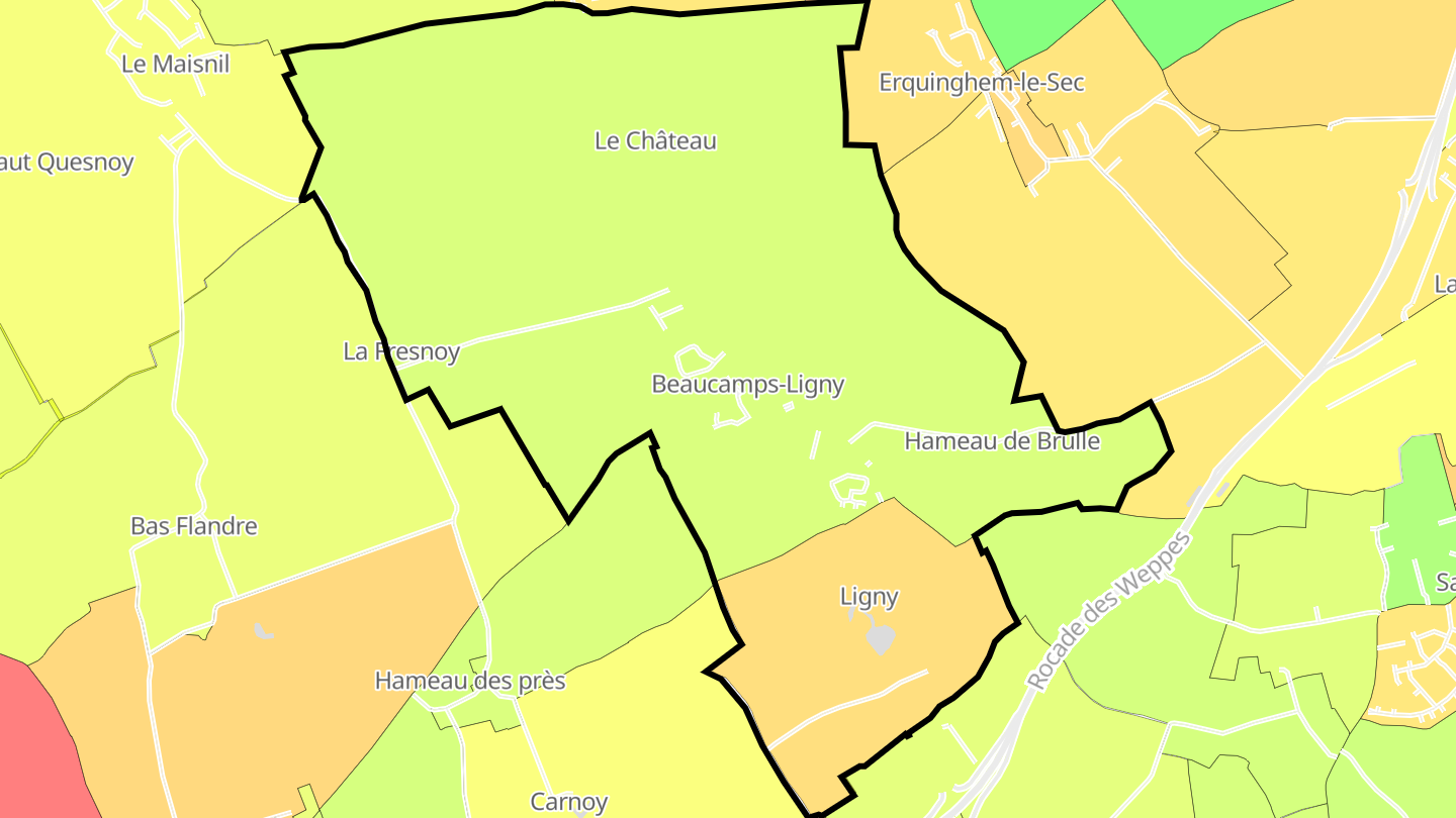 Carte des prix de l'immobilier Beaucamps-Ligny
