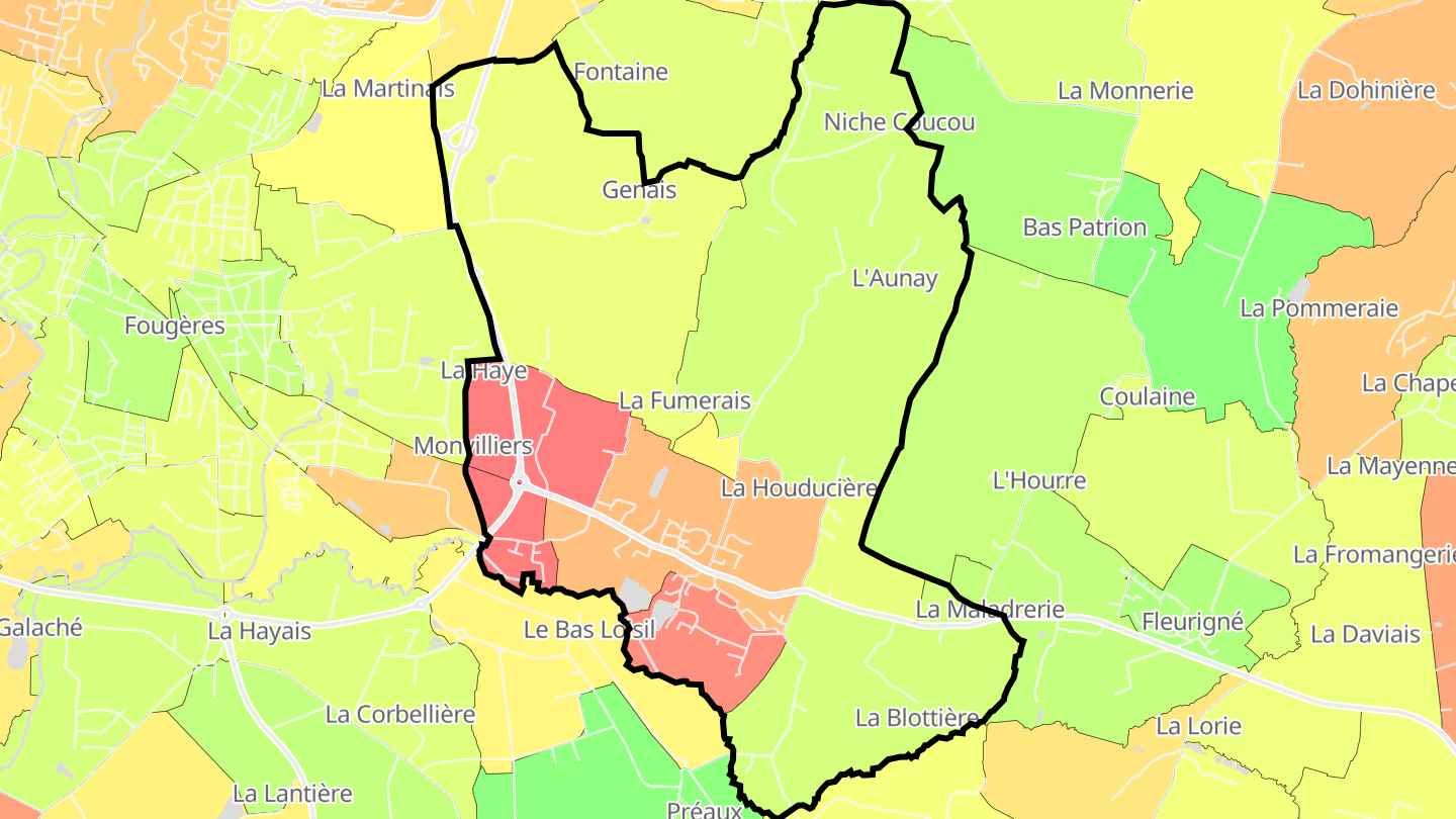 Carte des prix de l'immobilier Beaucé