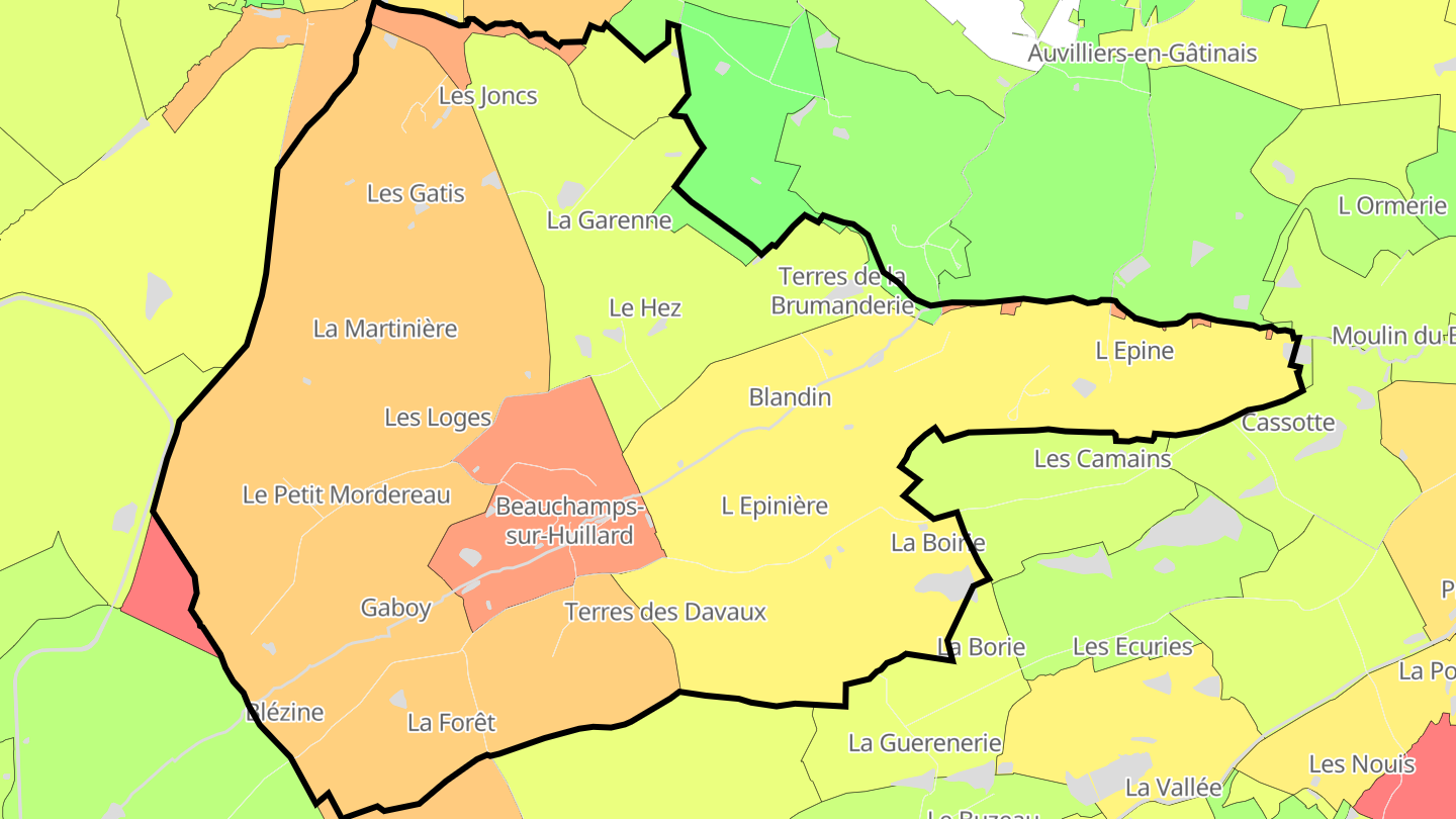 Carte des prix de l'immobilier Beauchamps-sur-Huillard