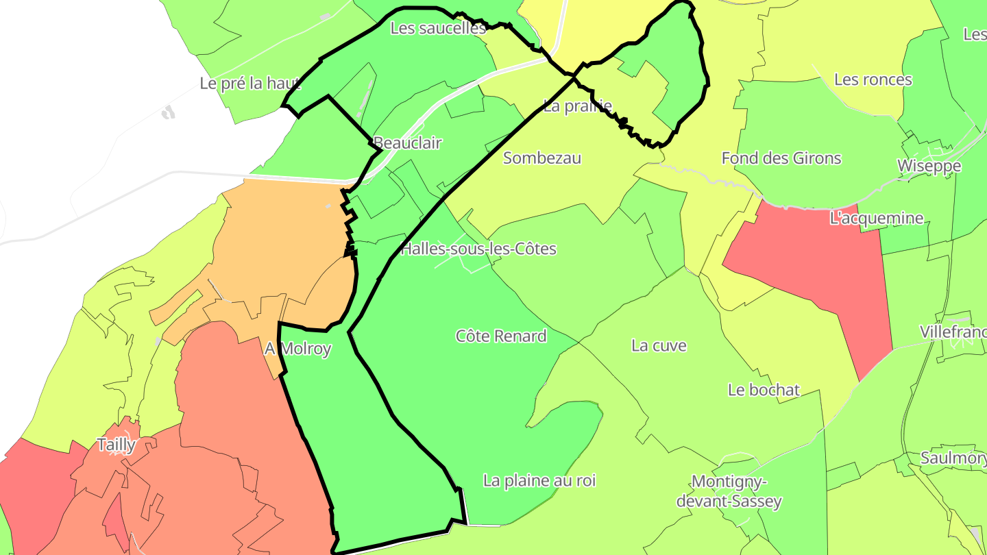 Carte des prix de l'immobilier Beauclair