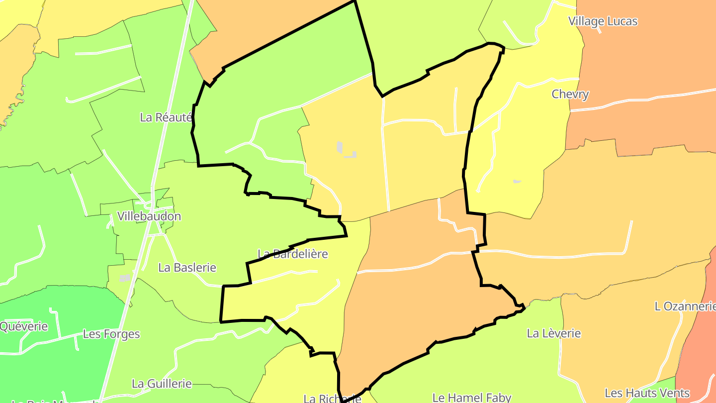 Carte des prix de l'immobilier Beaucoudray