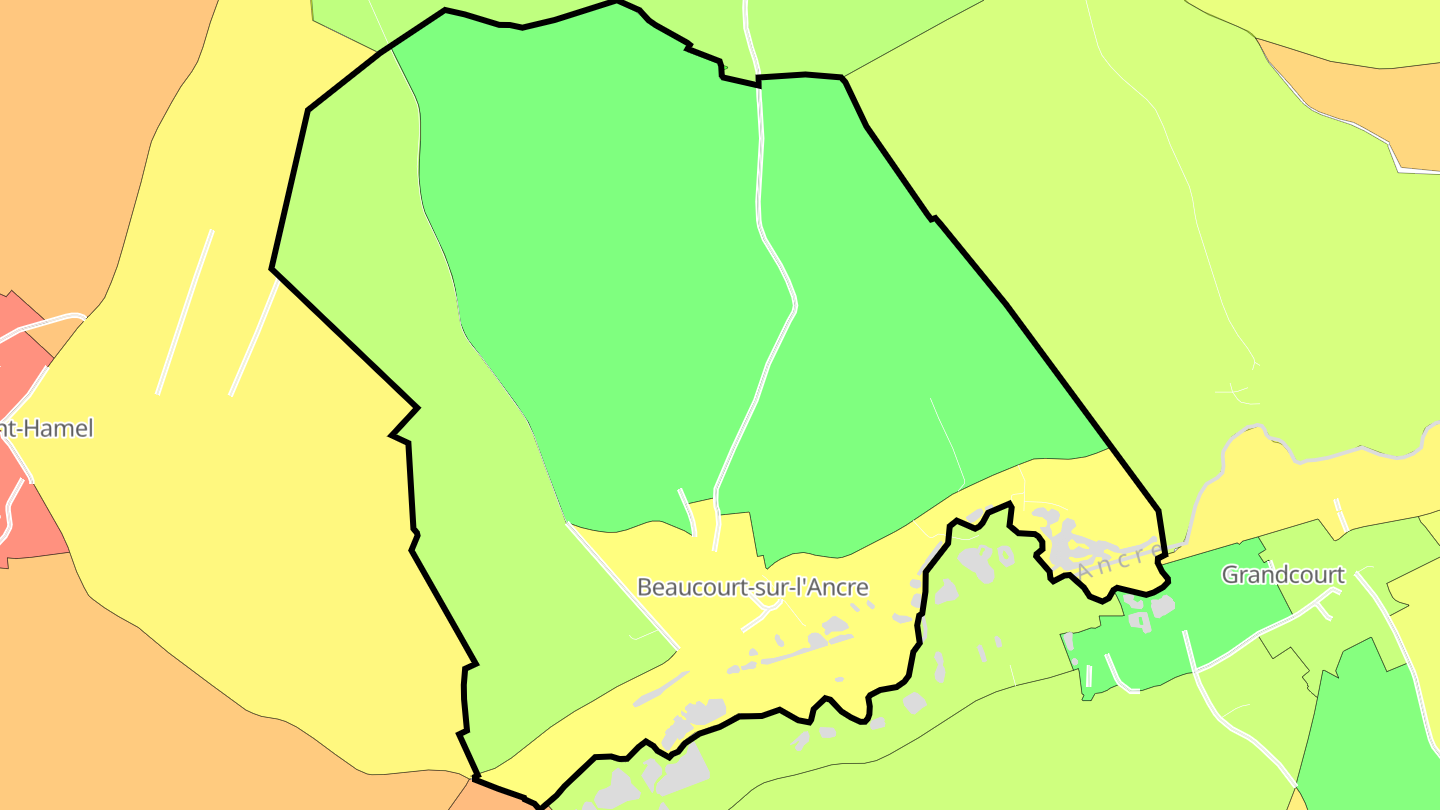 Carte des prix de l'immobilier Beaucourt-sur-l'Ancre