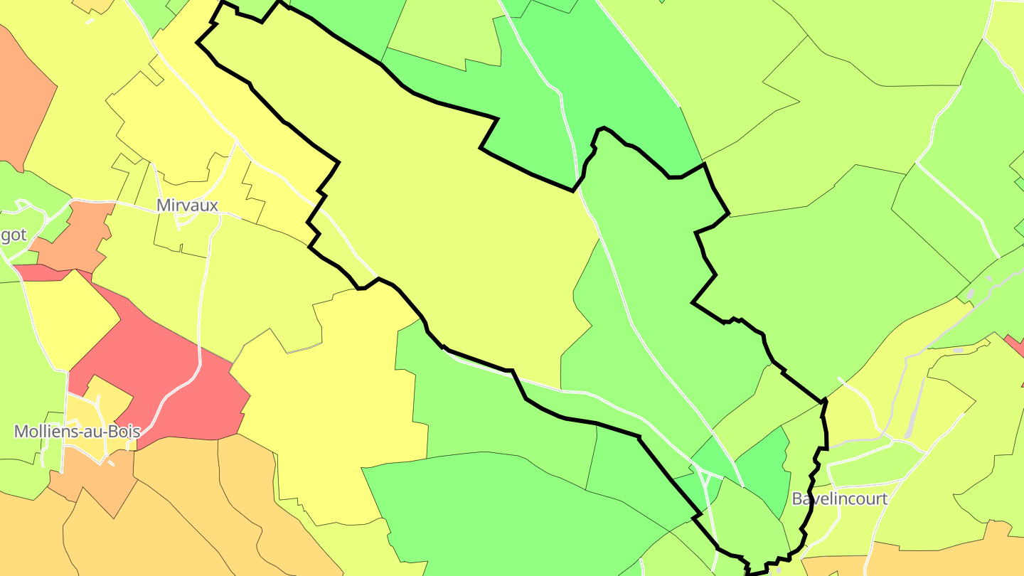 Carte des prix de l'immobilier Beaucourt-sur-l'Hallue