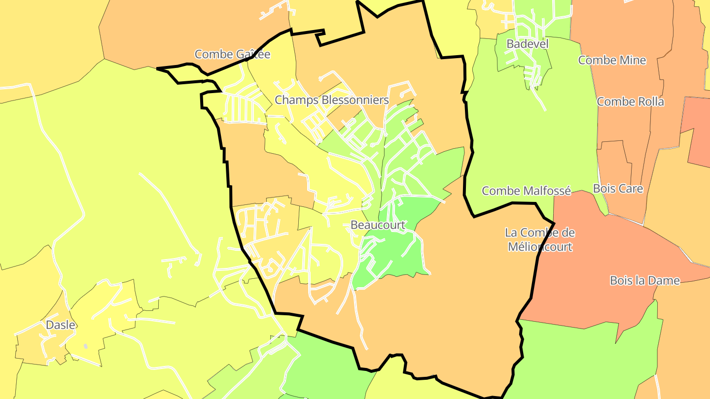 Carte des prix de l'immobilier Beaucourt