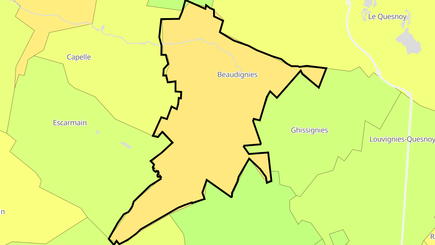 Carte des prix de l'immobilier Beaudignies