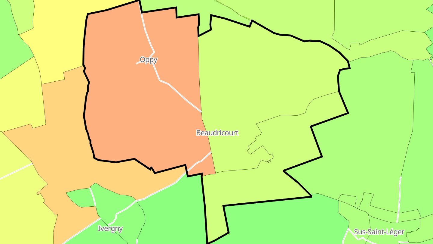 Carte des prix de l'immobilier Beaudricourt