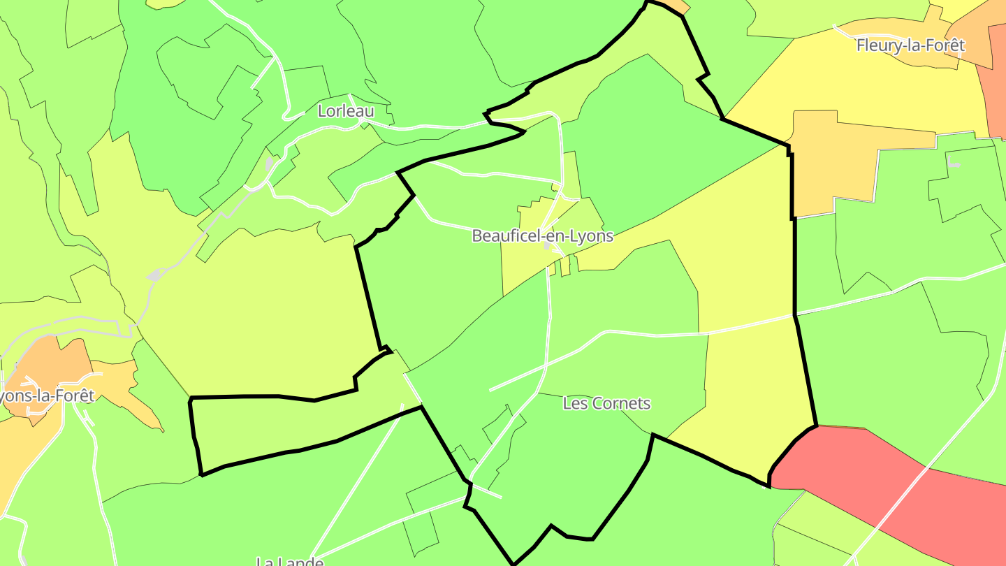 Carte des prix de l'immobilier Beauficel-en-Lyons