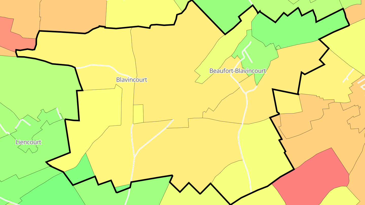 Carte des prix de l'immobilier Beaufort-Blavincourt