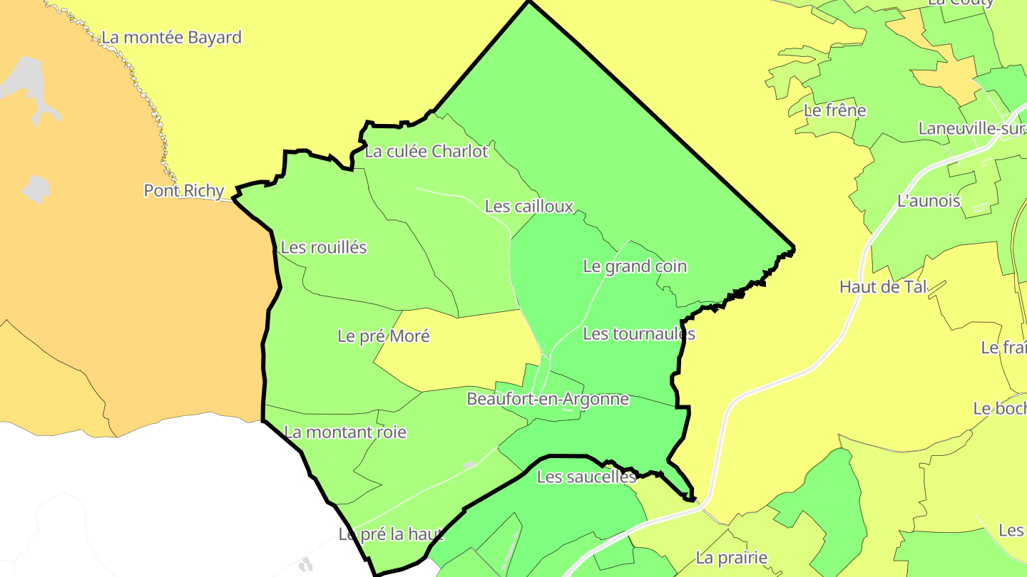 Carte des prix de l'immobilier Beaufort-en-Argonne