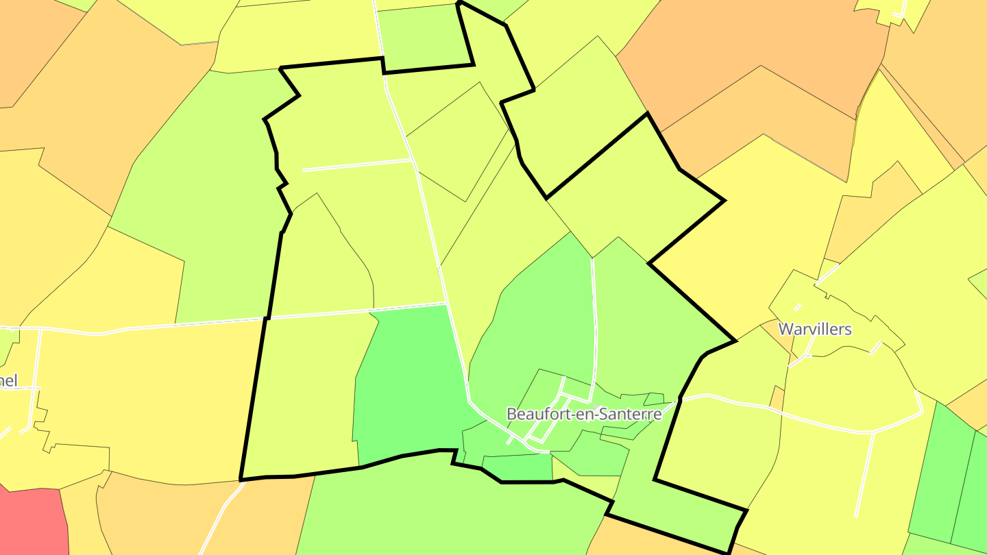 Carte des prix de l'immobilier Beaufort-en-Santerre
