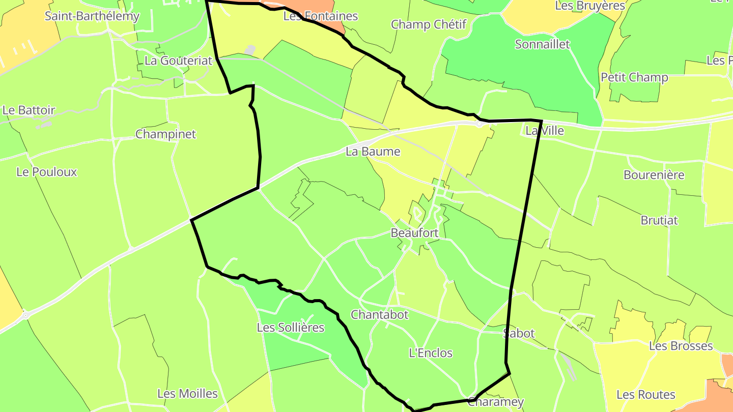 Carte des prix de l'immobilier Beaufort