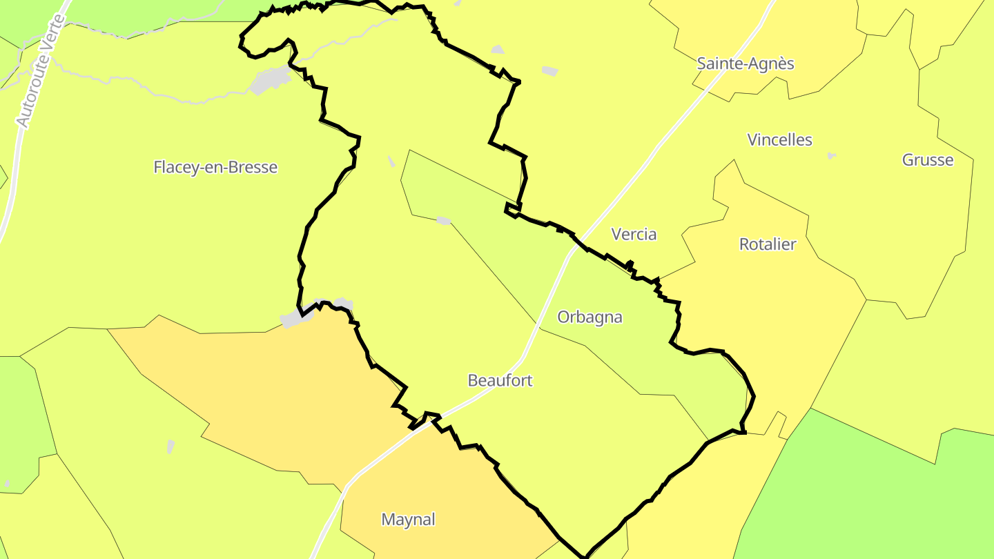 Carte des prix de l'immobilier Beaufort-Orbagna