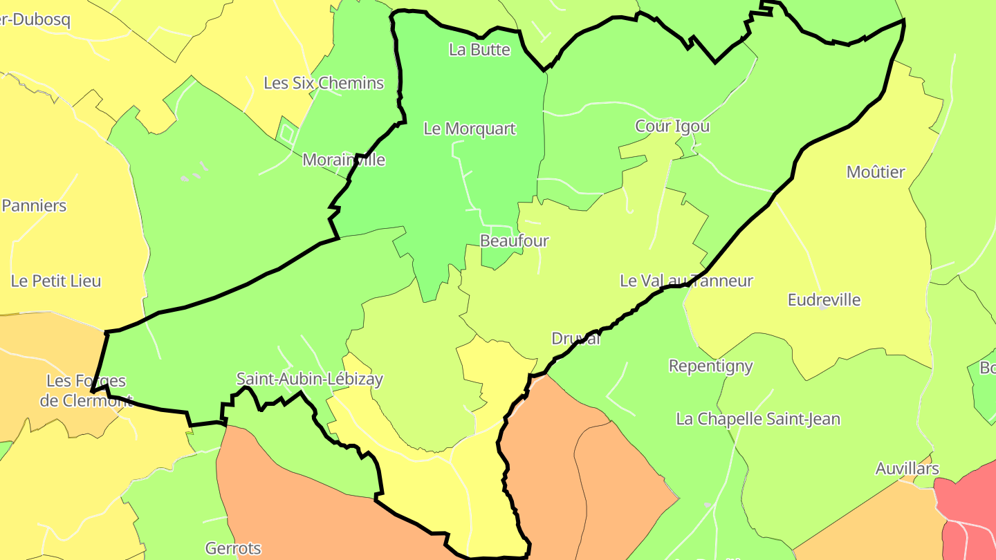 Carte des prix de l'immobilier Beaufour-Druval