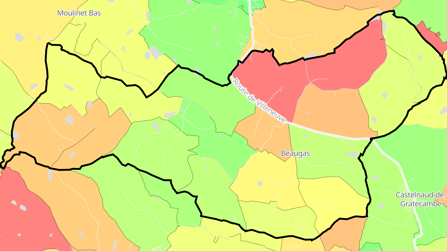 Carte des prix de l'immobilier Beaugas