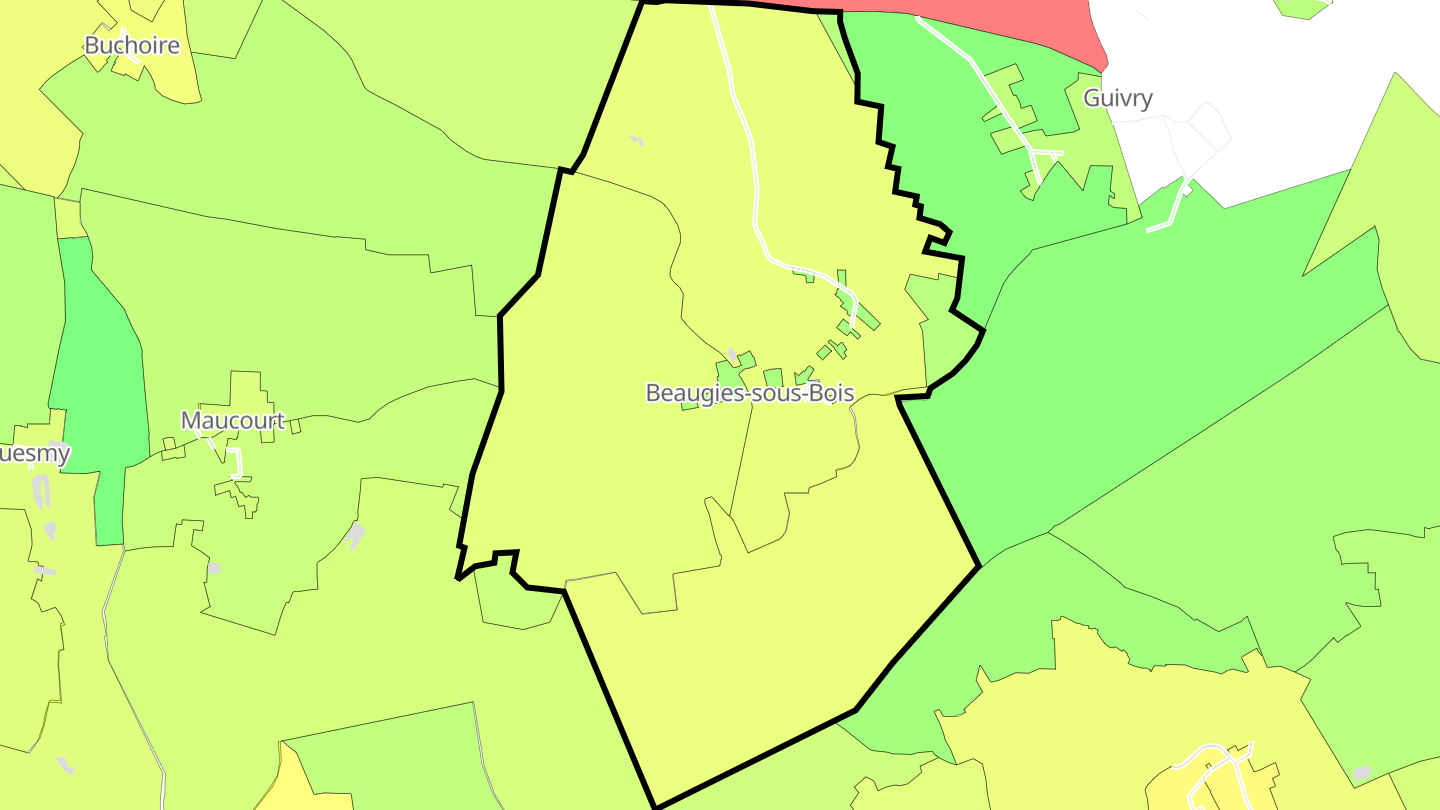 Carte des prix de l'immobilier Beaugies-sous-Bois