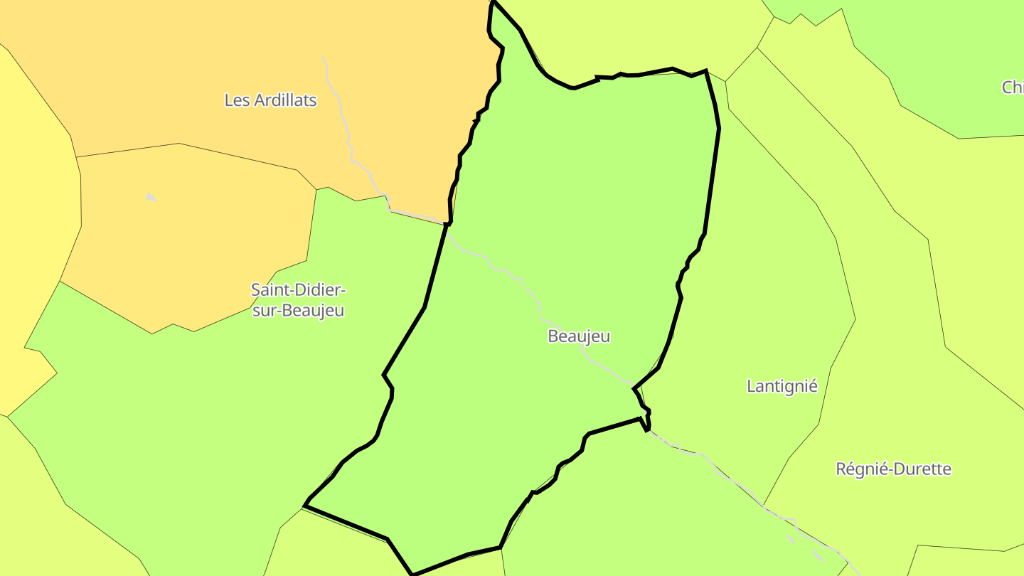 Carte des prix de l'immobilier Beaujeu