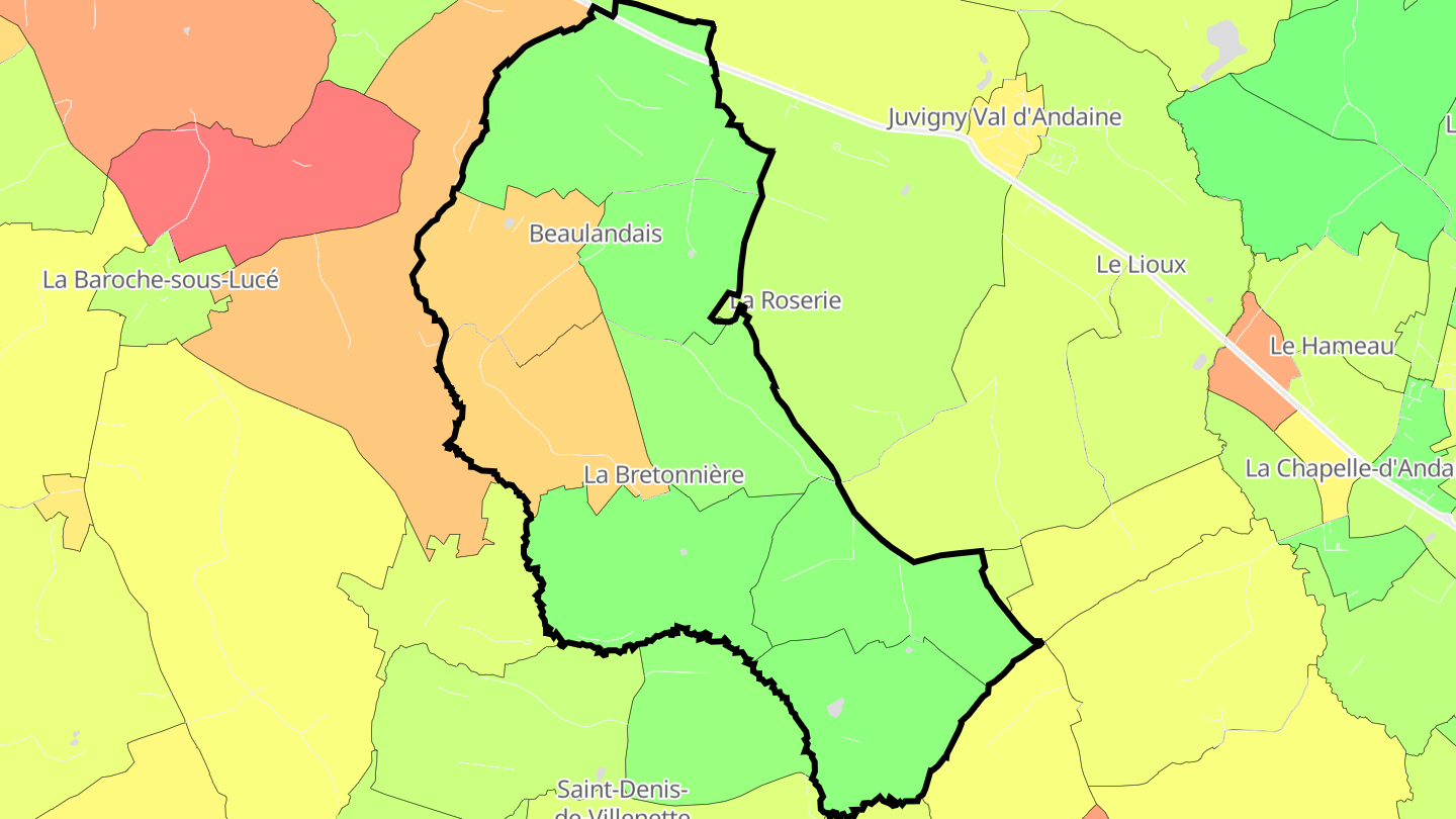 Carte des prix de l'immobilier Beaulandais