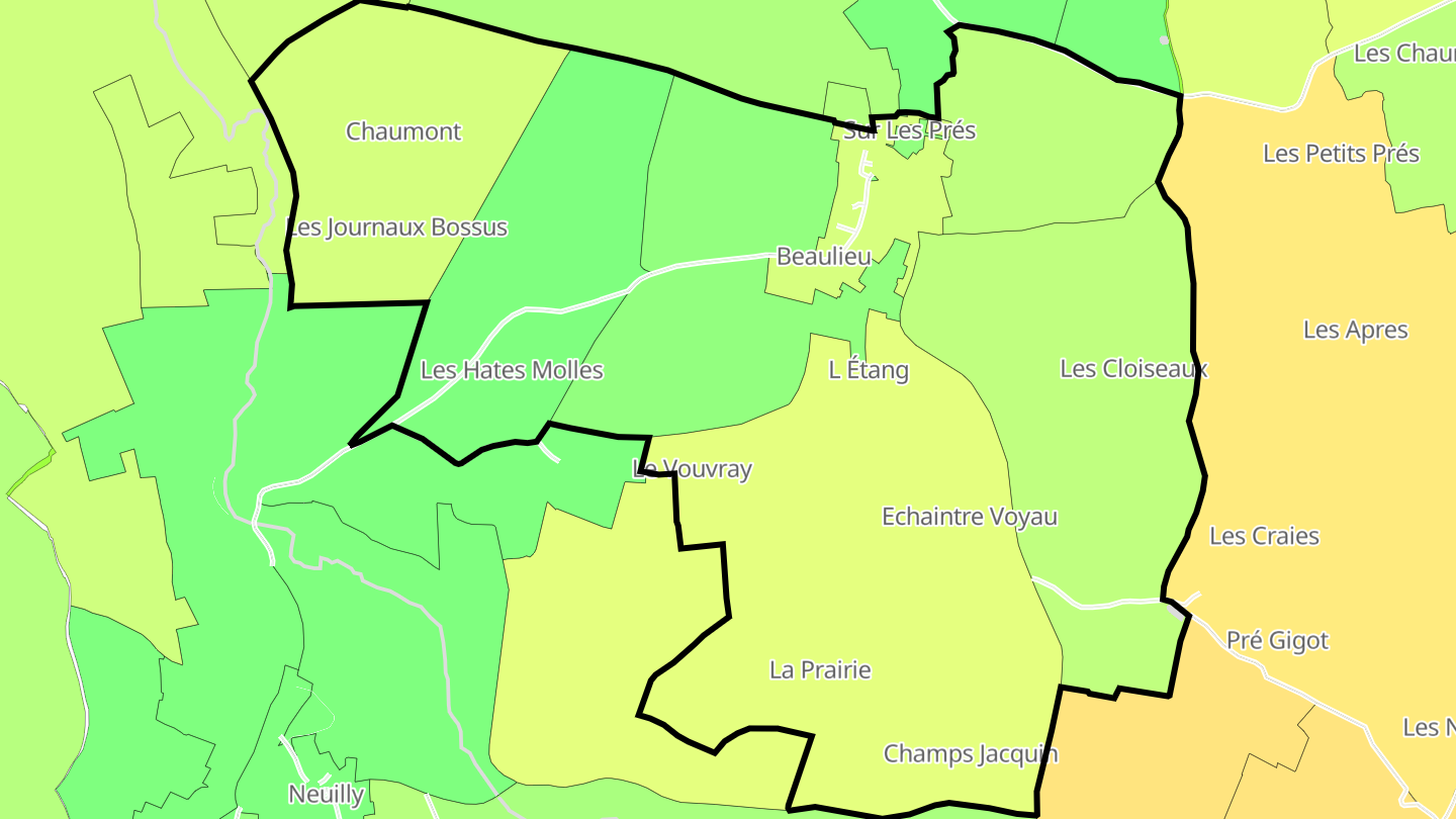 Carte des prix de l'immobilier Beaulieu