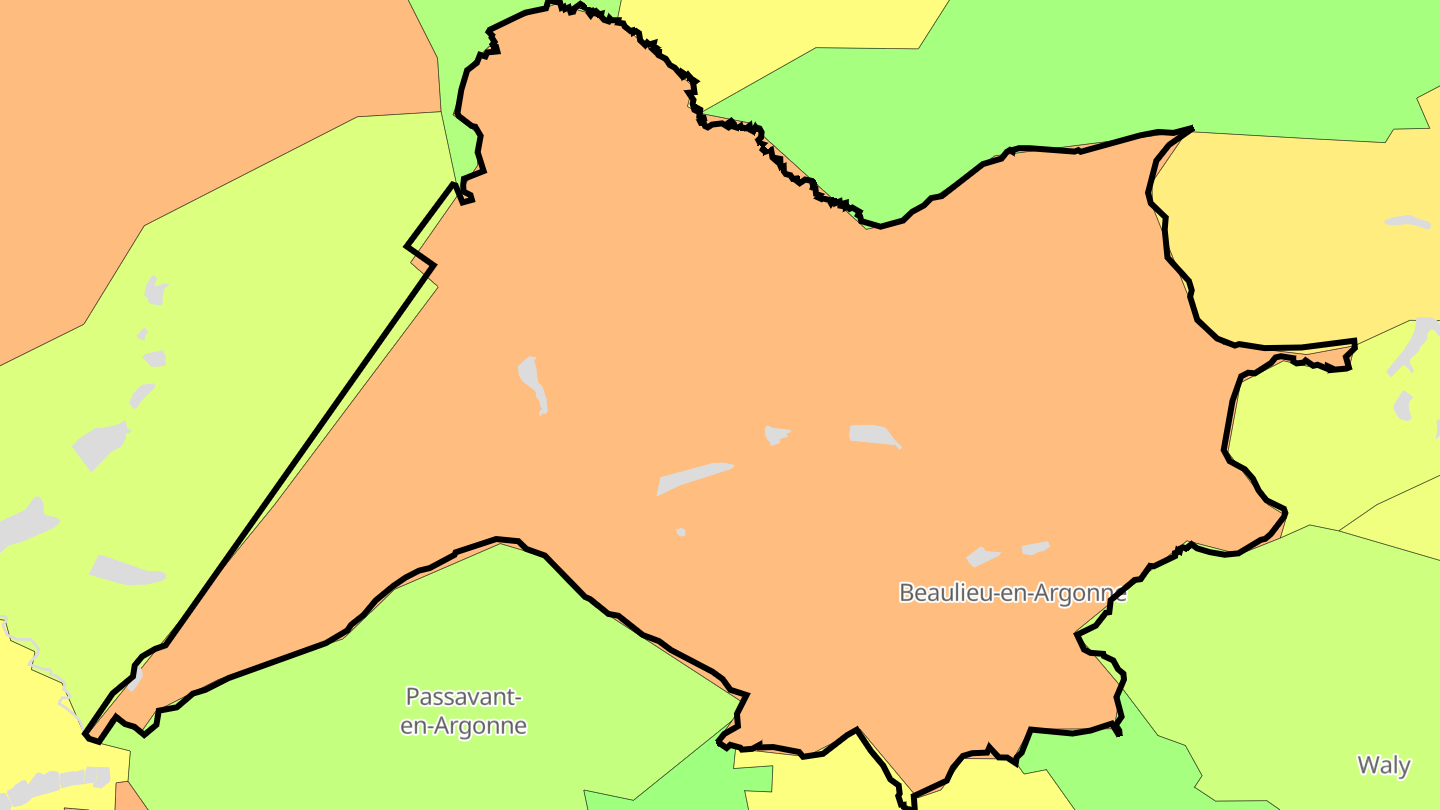 Carte des prix de l'immobilier Beaulieu-en-Argonne