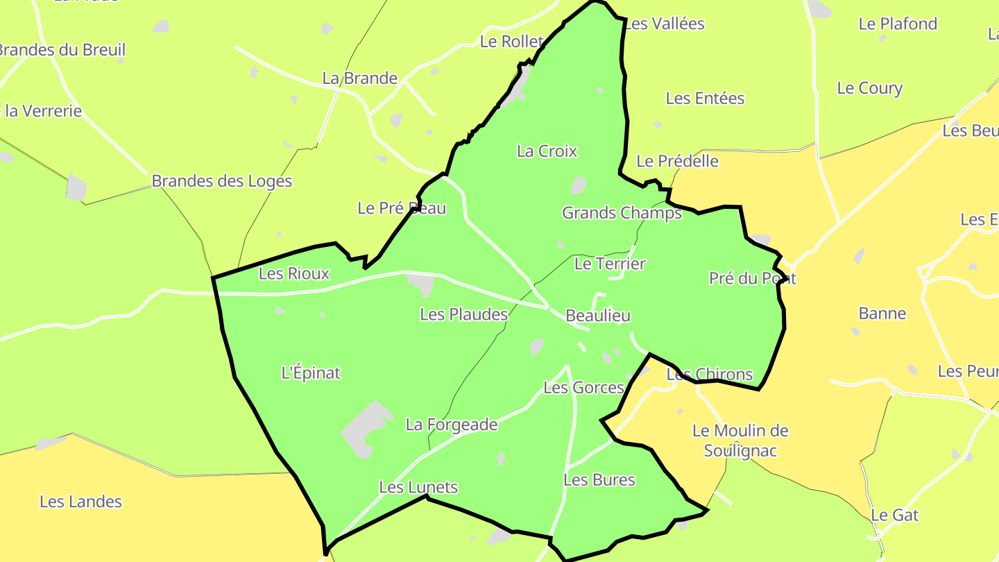 Carte des prix de l'immobilier Beaulieu