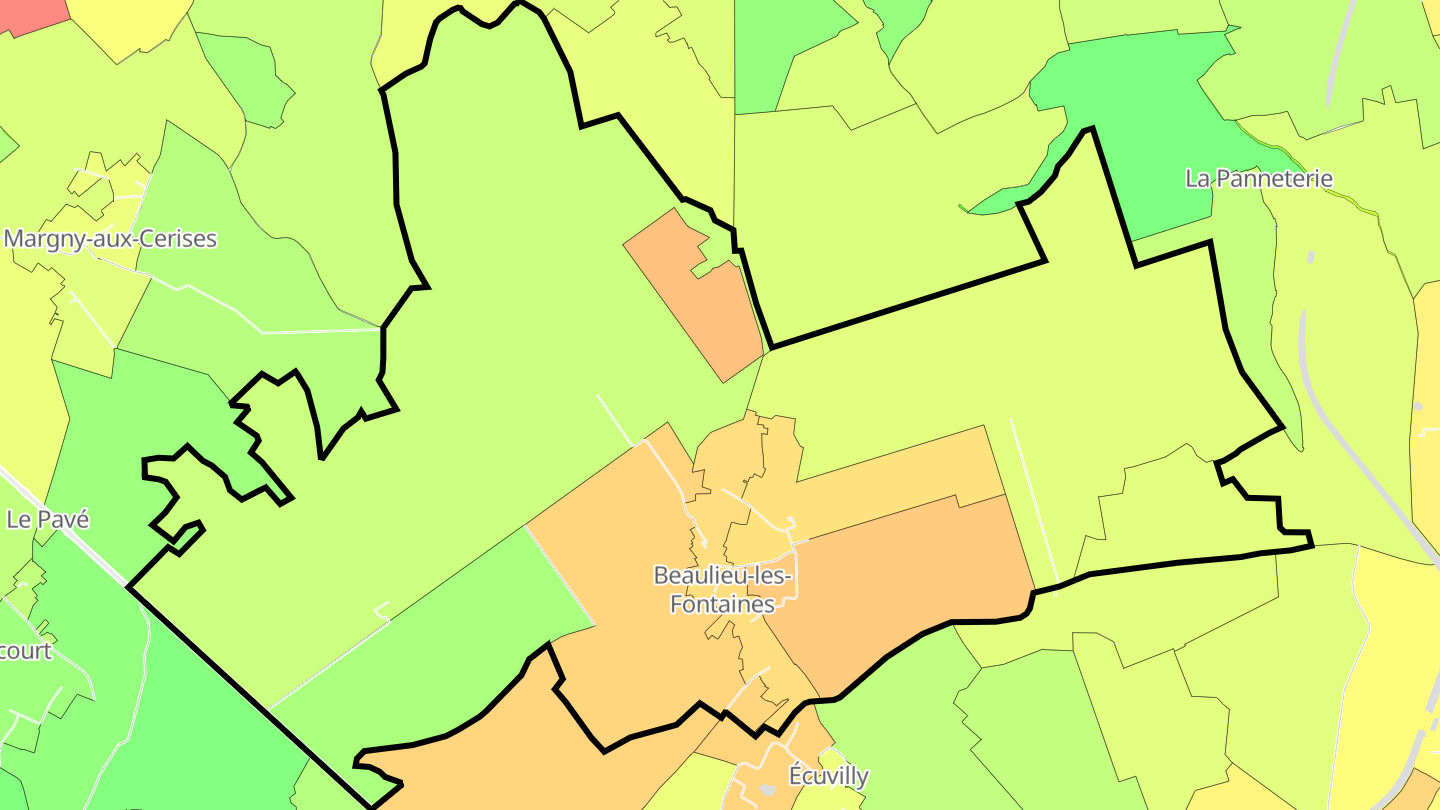 Carte des prix de l'immobilier Beaulieu-les-Fontaines