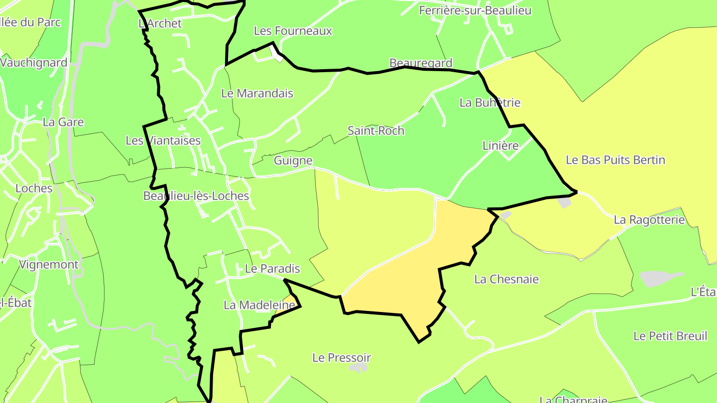 Carte des prix de l'immobilier Beaulieu-lès-Loches
