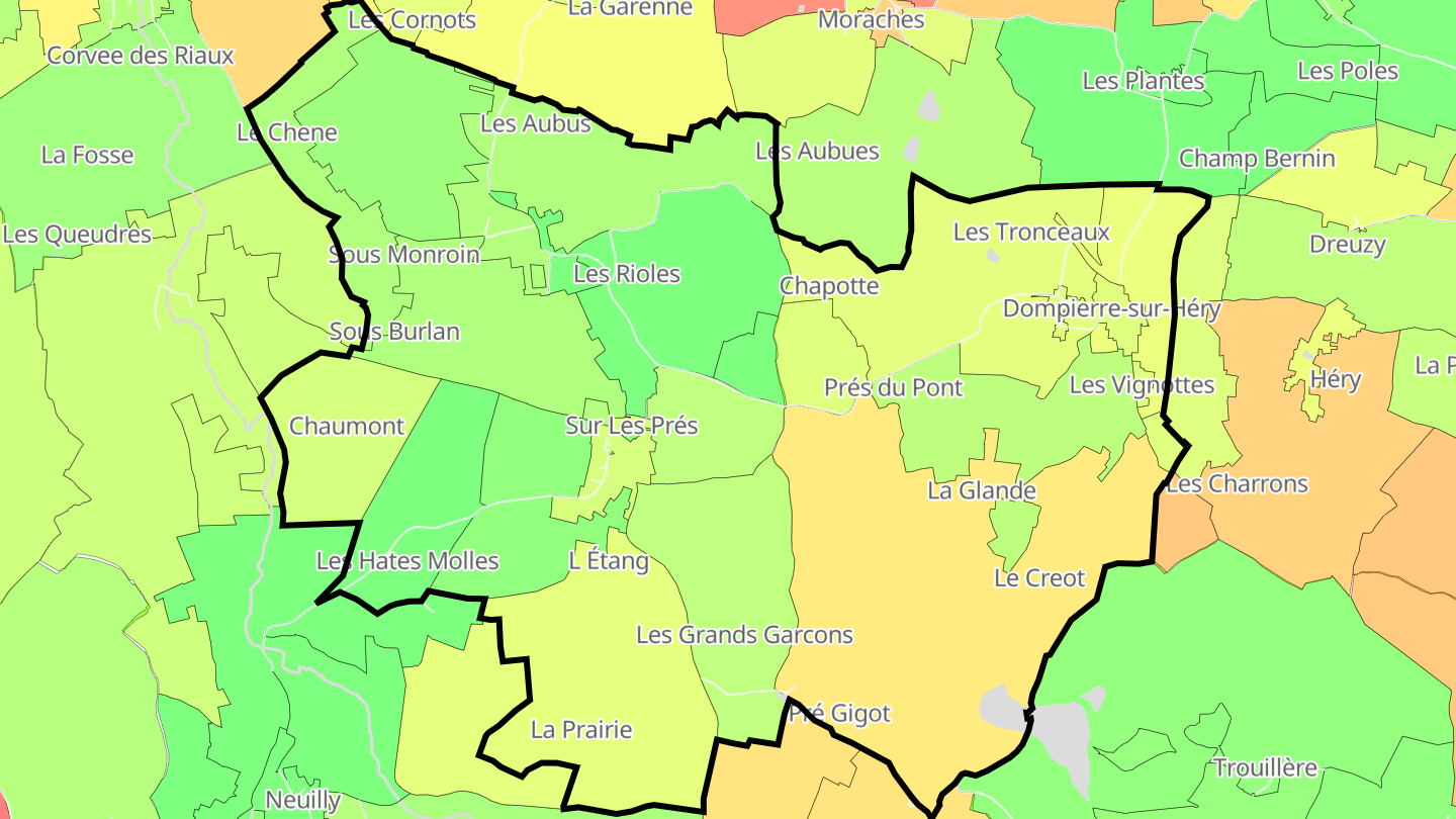 Carte des prix de l'immobilier Beaulieu
