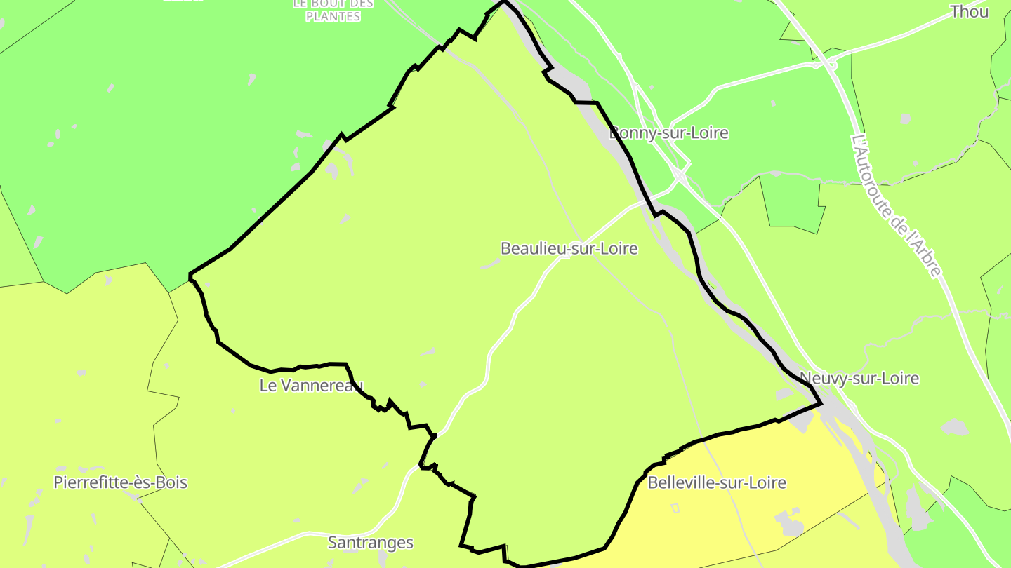 Carte des prix de l'immobilier Beaulieu-sur-Loire