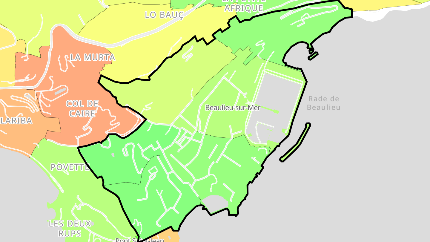 Carte des prix de l'immobilier Beaulieu-sur-Mer