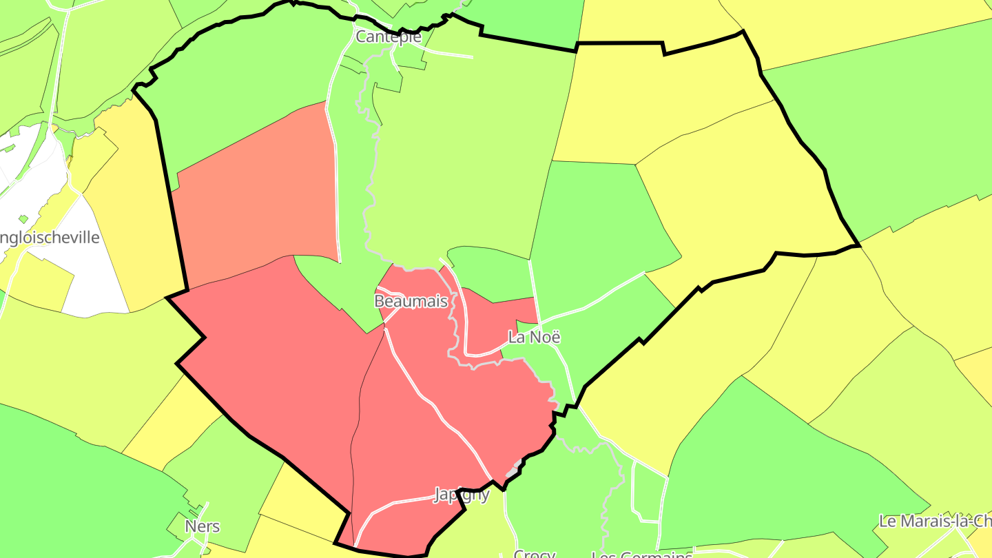 Carte des prix de l'immobilier Beaumais
