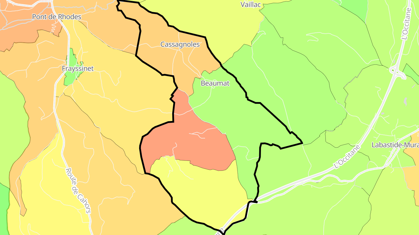 Carte des prix de l'immobilier Beaumat