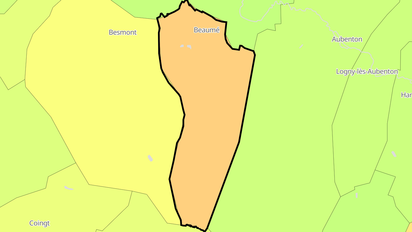 Carte des prix de l'immobilier Beaumé