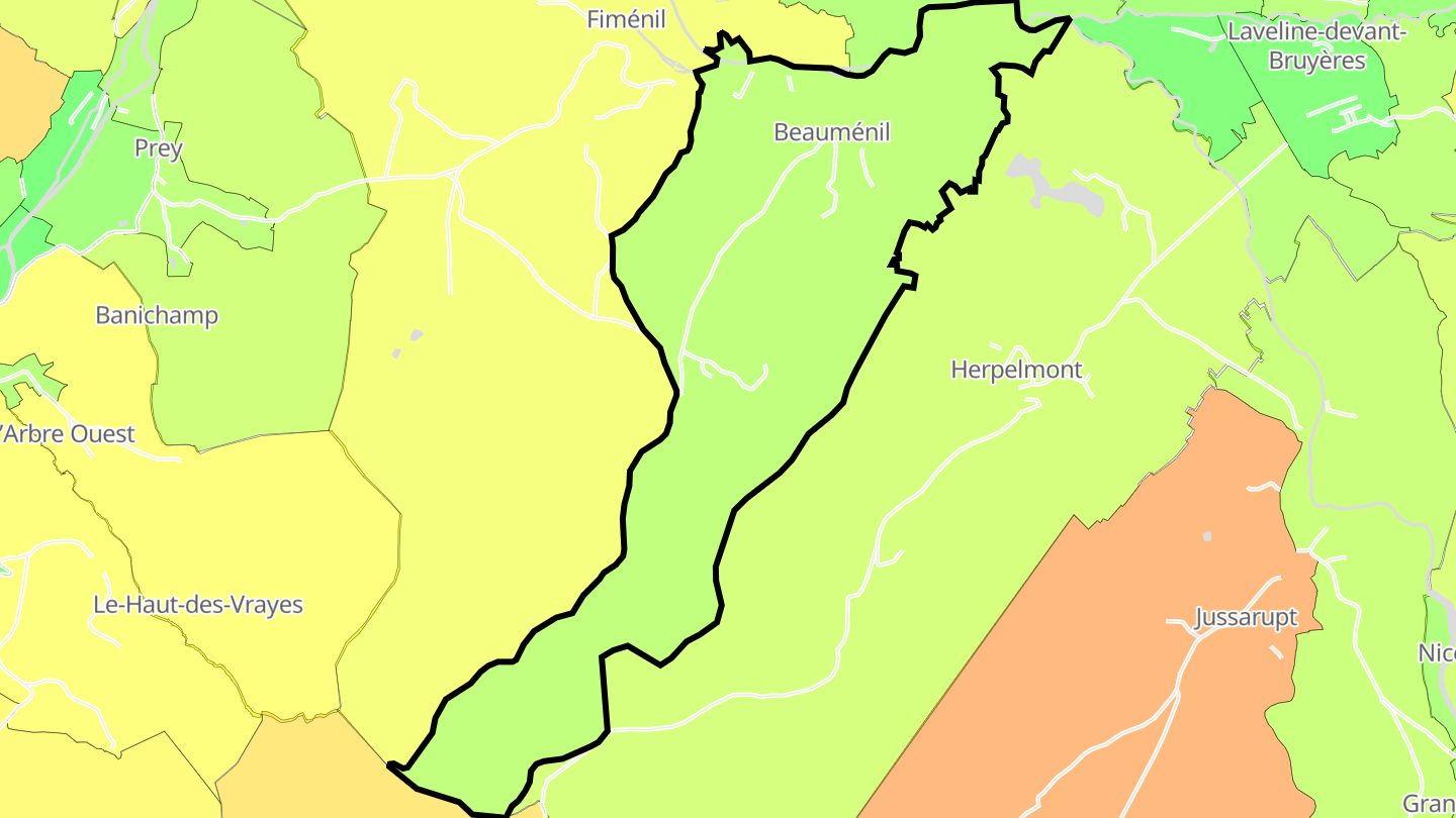 Carte des prix de l'immobilier Beauménil