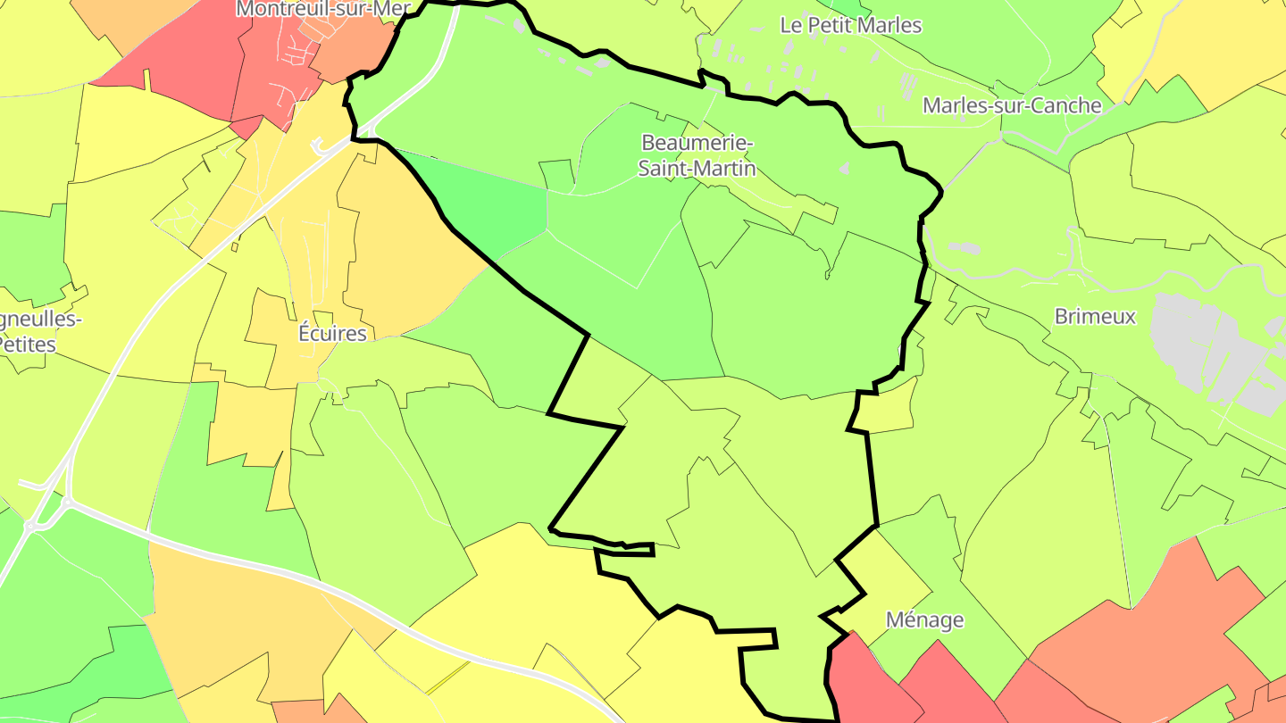 Carte des prix de l'immobilier Beaumerie-Saint-Martin