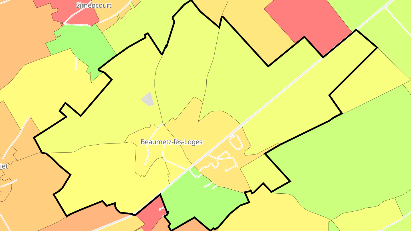 Carte des prix de l'immobilier Beaumetz-lès-Loges