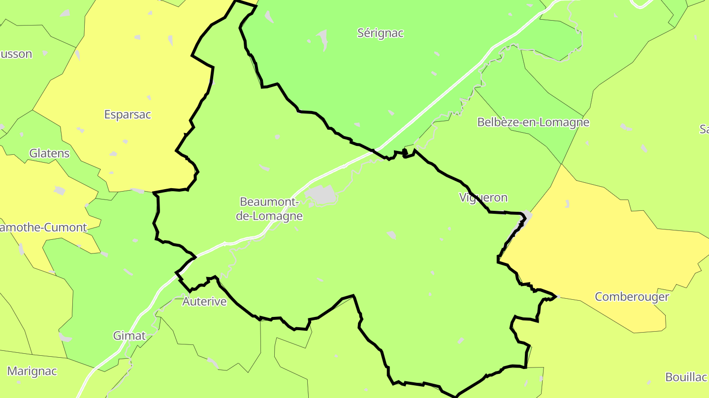 Carte des prix de l'immobilier Beaumont-de-Lomagne