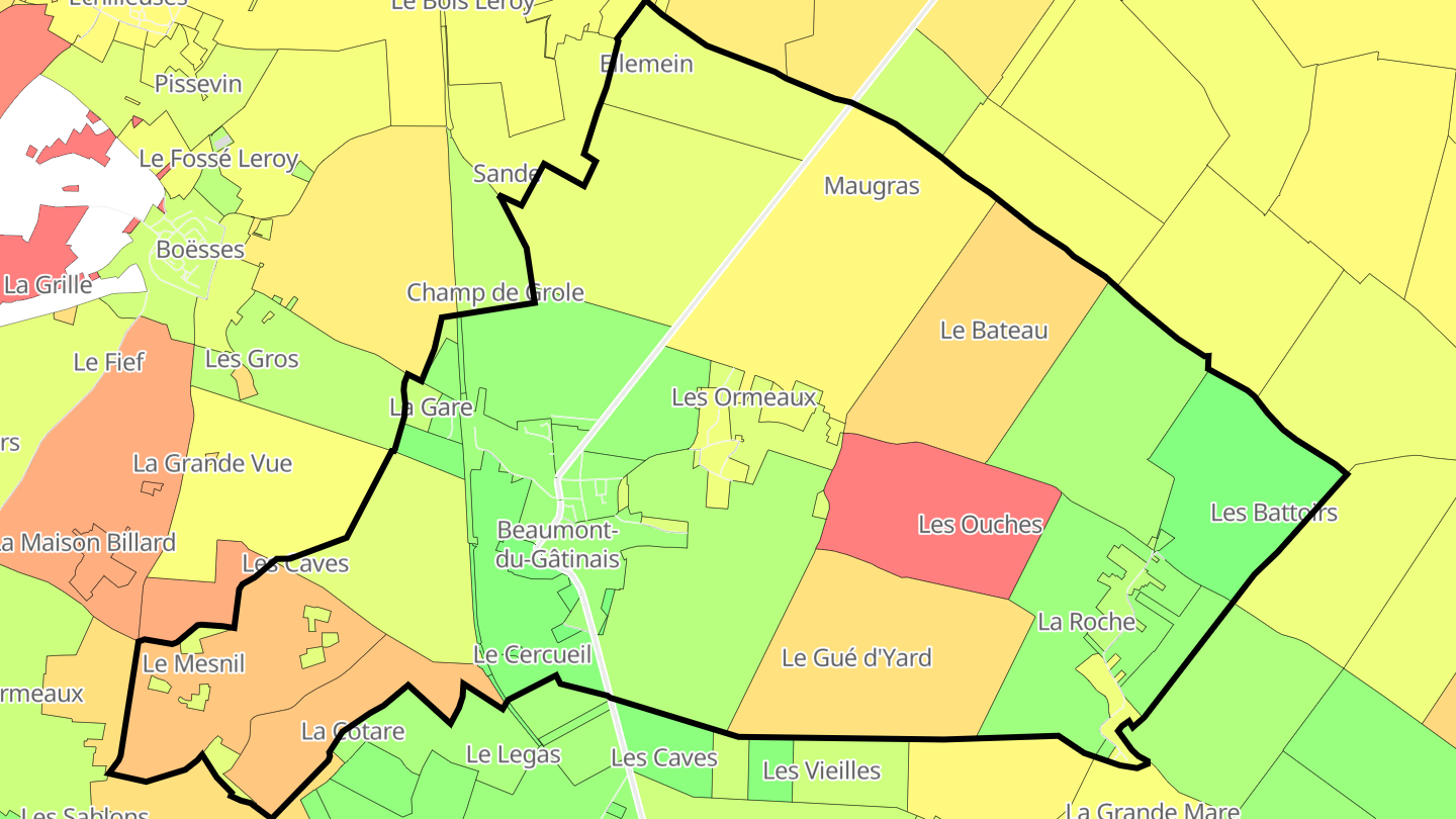 Carte des prix de l'immobilier Beaumont-du-Gâtinais