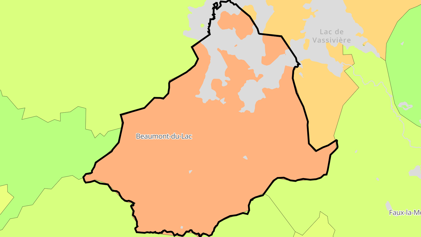 Carte des prix de l'immobilier Beaumont-du-Lac