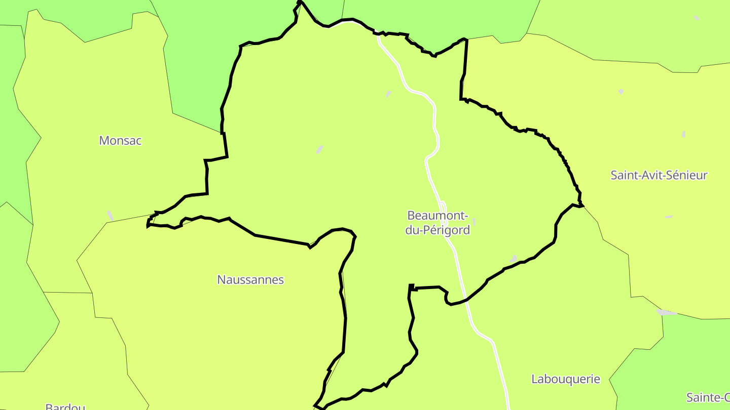Carte des prix de l'immobilier Beaumont-du-Périgord