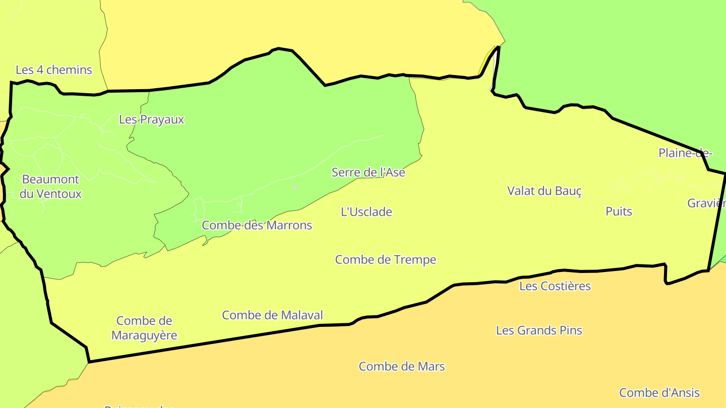 Carte des prix de l'immobilier Beaumont-du-Ventoux