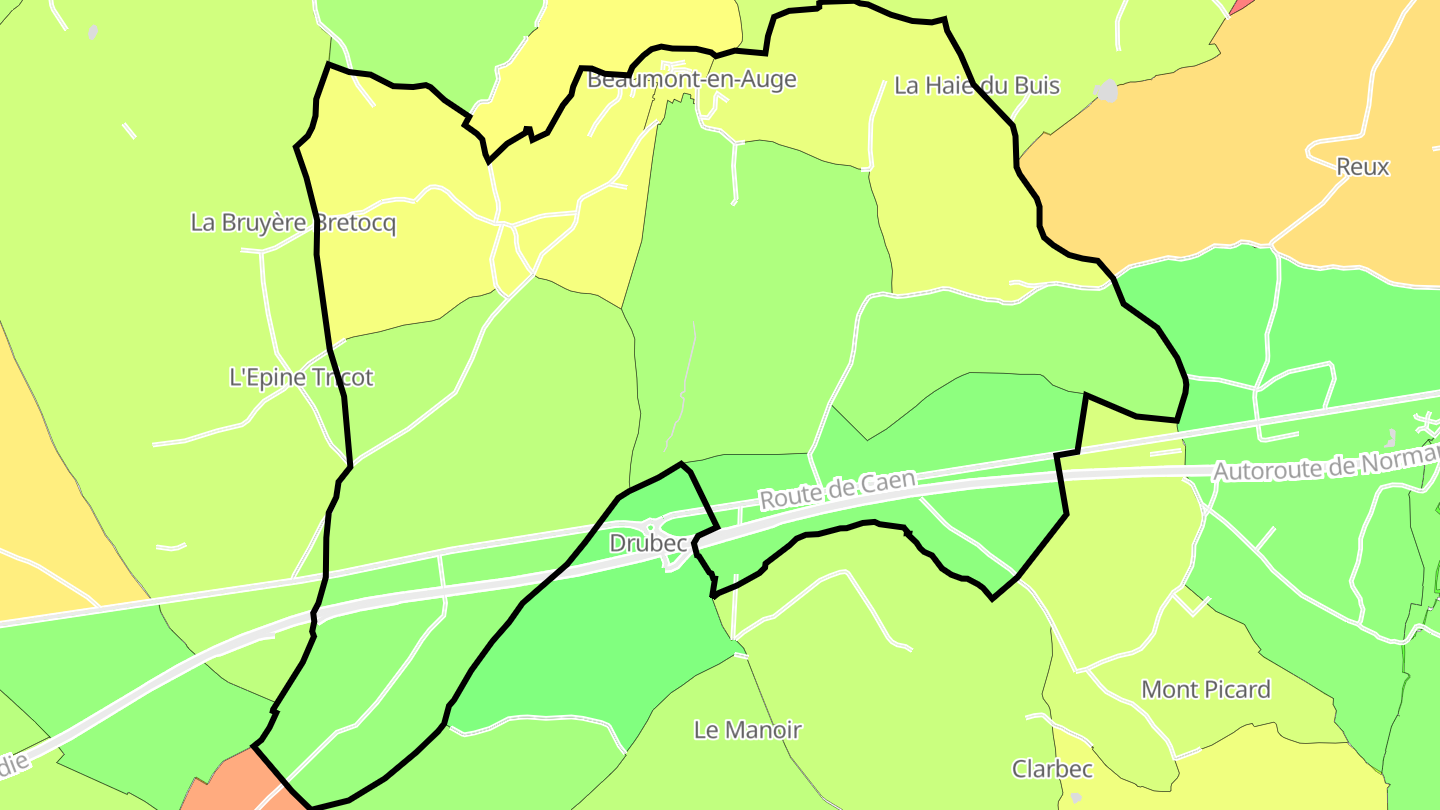 Carte des prix de l'immobilier Beaumont-en-Auge