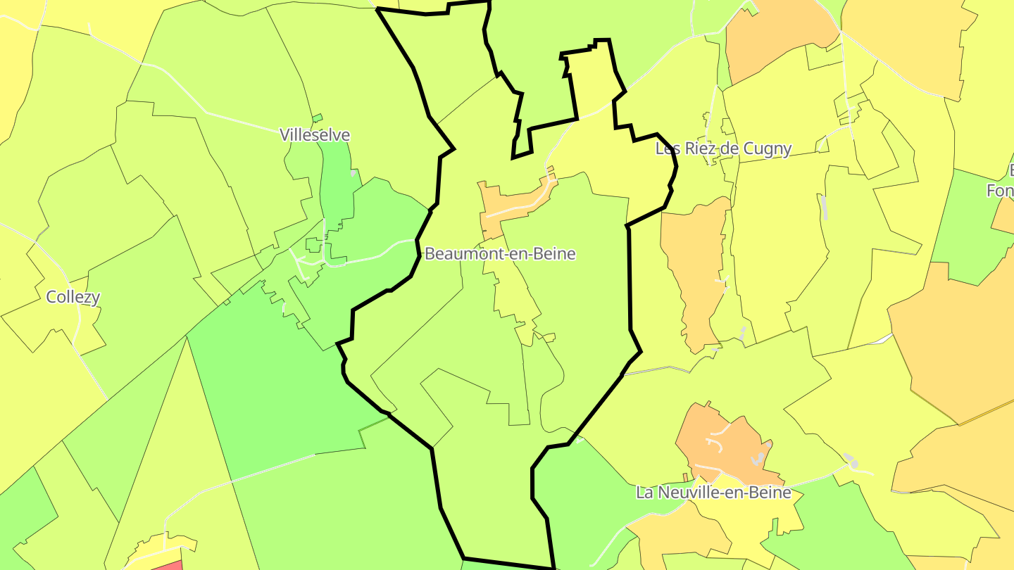 Carte des prix de l'immobilier Beaumont-en-Beine