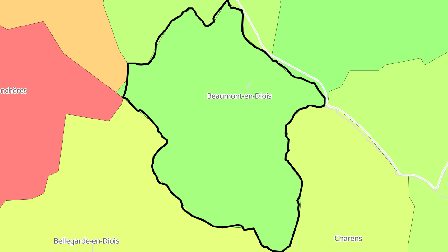 Carte des prix de l'immobilier Beaumont-en-Diois