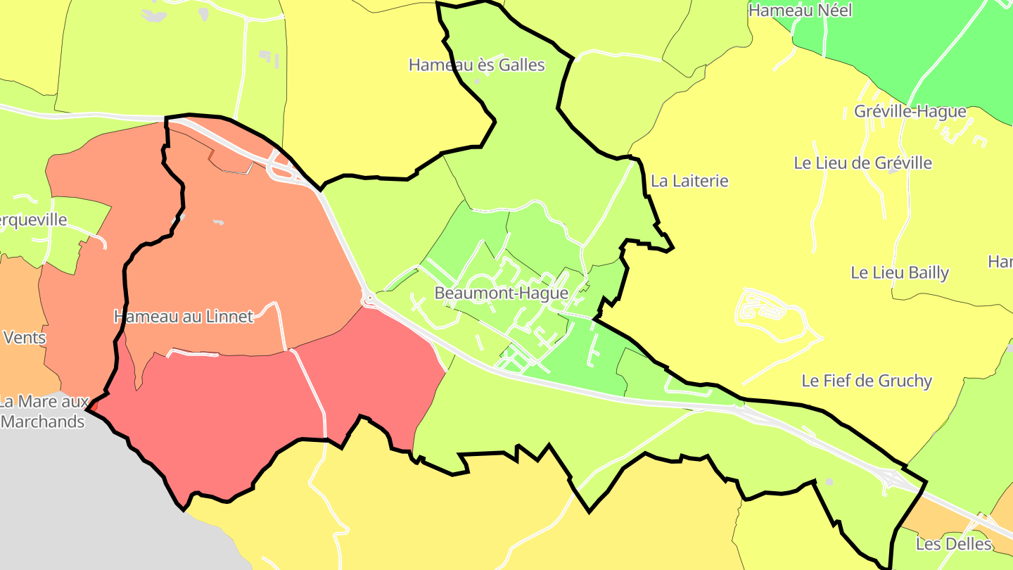 Carte des prix de l'immobilier Beaumont-Hague